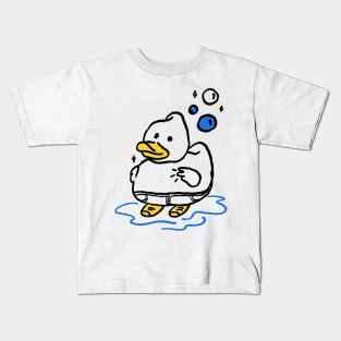 Stick Figure Cute Duck Making Peace Sign Kids T-Shirt